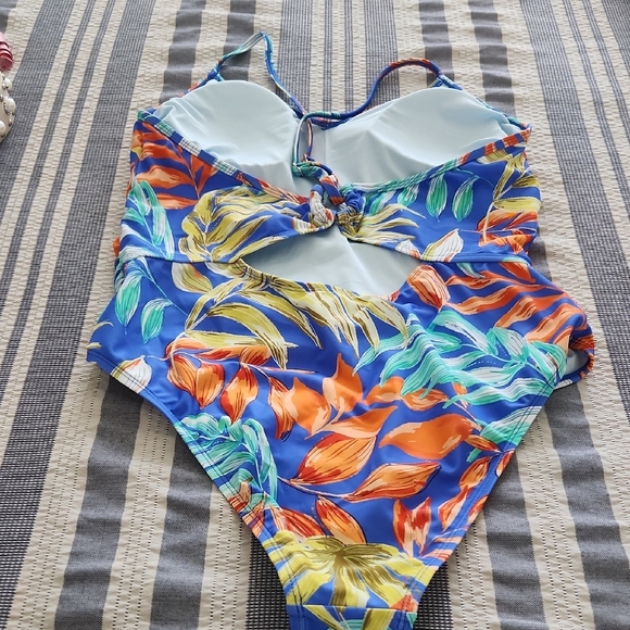 Colorful Floral One-Piece Swimsuit - Picture 2 of 2